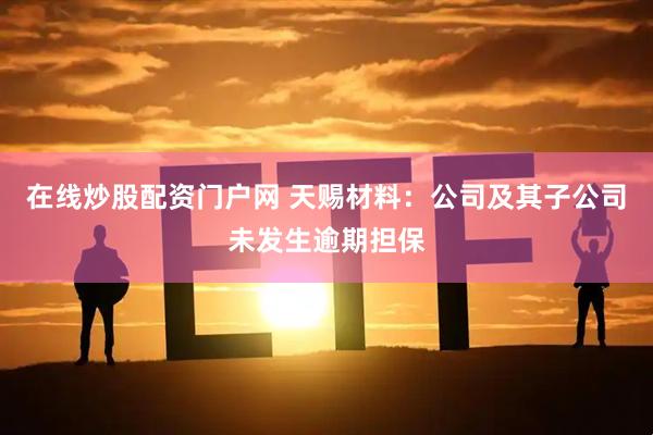 在线炒股配资门户网 天赐材料：公司及其子公司未发生逾期担保